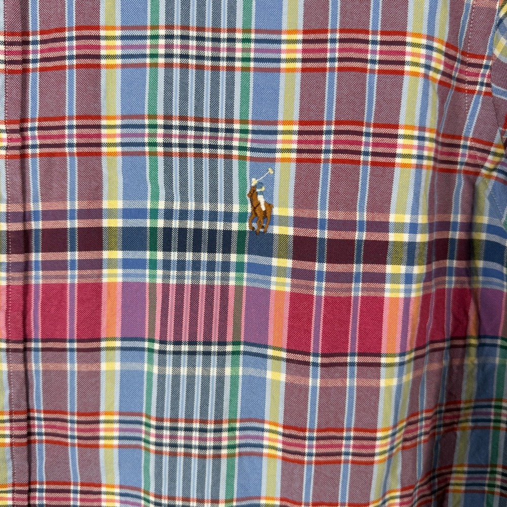 Ralph Lauren Button Down Shirt Mens‎ XLT Blue Red Plaid Long Sleeve Pony Oxford - Picture 3 of 9